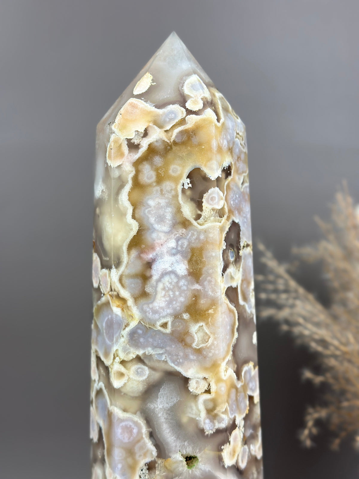 APPLE PIE 🥧 XXXL Statement 14.5” Flower Agate Tower