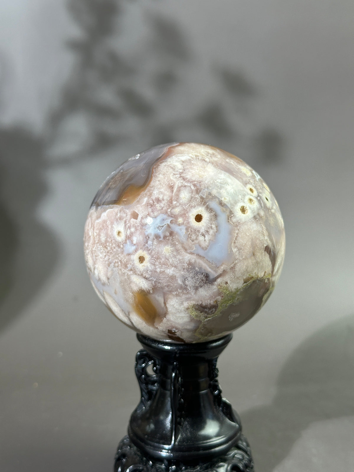MAXI 75mm Groovy n Moody Flower Agate Sphere