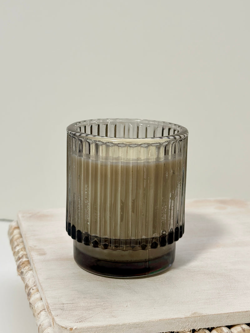 Hand-Poured Candle in Ribbed Gray Vessel 4.2oz.
