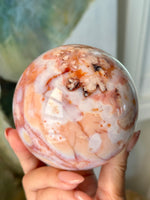 Pink Carnelian Flower Agate Sphere CREAMSICLE