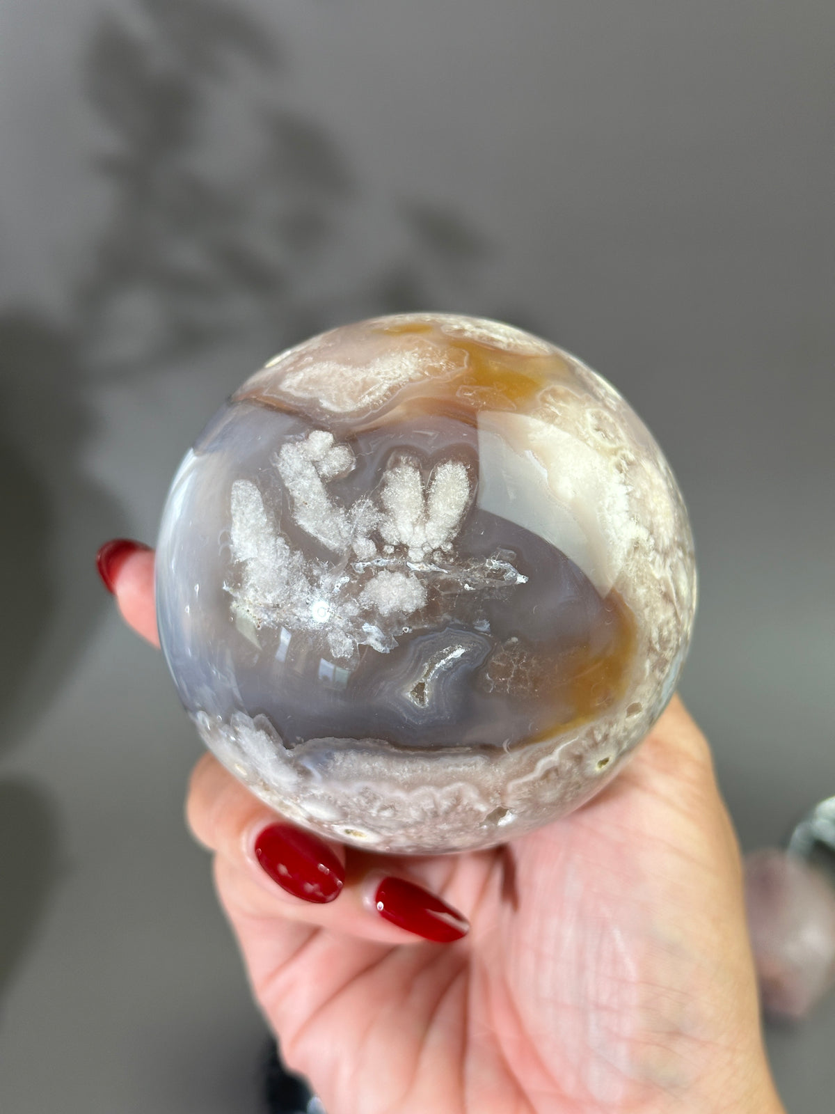 MAXI 75mm Groovy n Moody Flower Agate Sphere