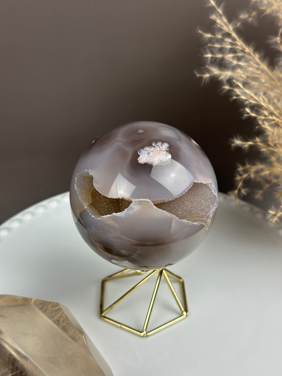 TIANA Ninja Druzy Cave Eyes Moody Flower Agate Sphere 3.2” // 82mm