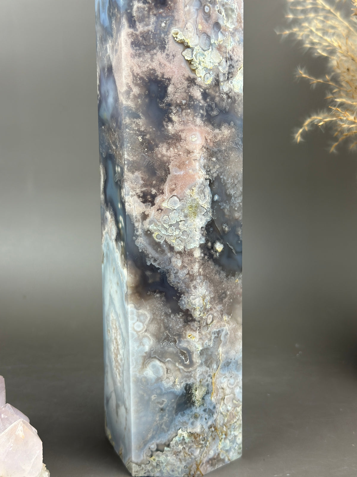 GISELLE Statement Flower Agate 13.25” Tower