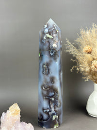 EDWARD Tall Dark n Moody Statement Flower Agate 12.5” Tower