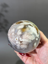 MAXI 75mm Groovy n Moody Flower Agate Sphere