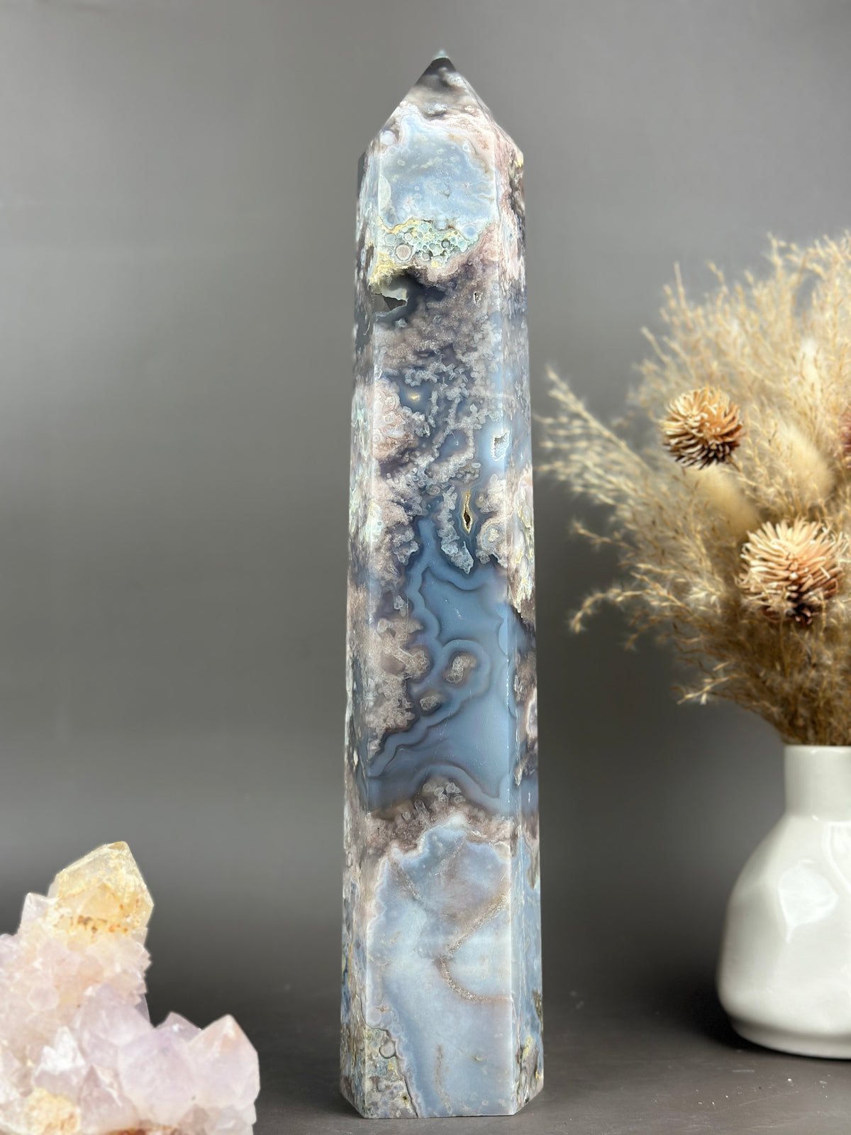 GISELLE Statement Flower Agate 13.25” Tower