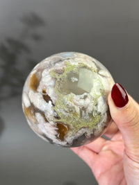 MAXI 75mm Groovy n Moody Flower Agate Sphere