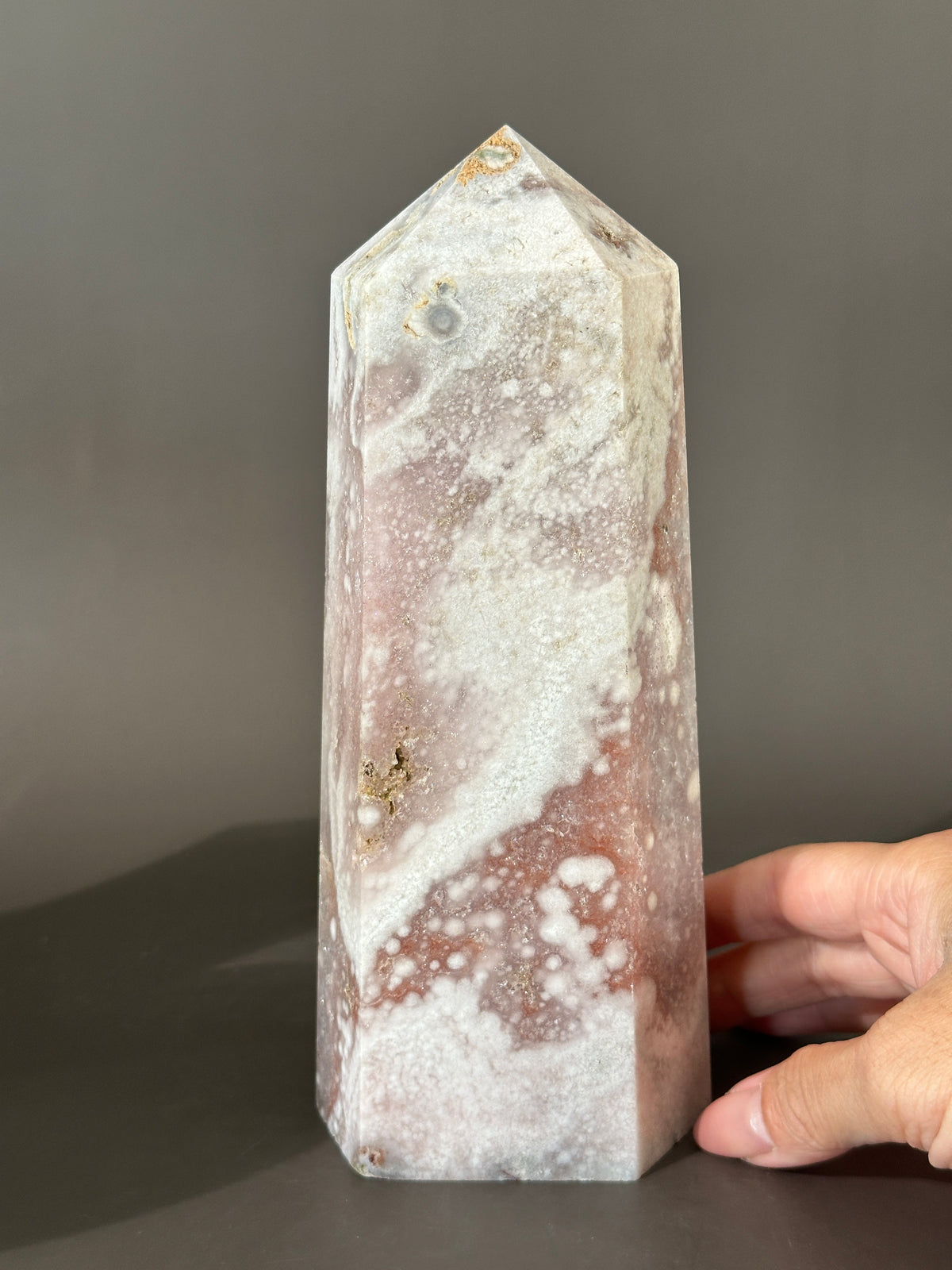 CINDY Pale Pink Amethyst Flower Agate 7.5” tower