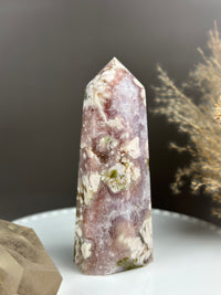 VERY BERRY Amethyst Druzy Flower Agate 6.5” Statement Tower