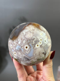 MAXI 75mm Groovy n Moody Flower Agate Sphere