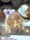 Pink Lithium Citrine Garden Statement Tower with rutile, phantoms and rainbows (Pink Universe)