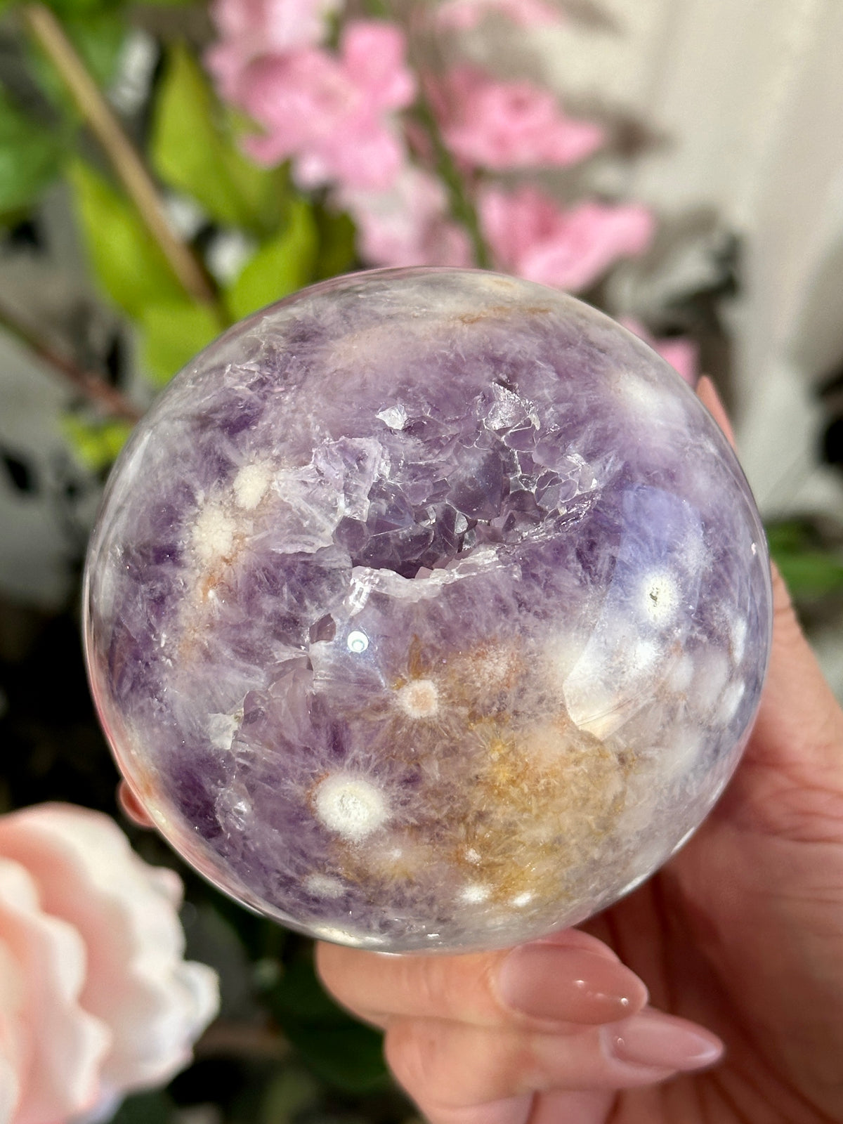 Amethyst Flower Agate Sphere MOSCATO