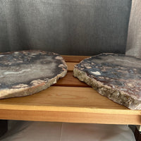 Large Quartzy Blue Peachy Pink Flower Agate Slab B