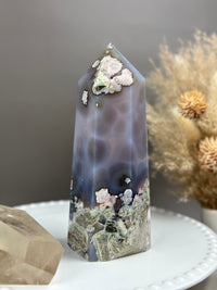 PRISCILLA Orby Moody Flower Agate 6.75” Statement Tower