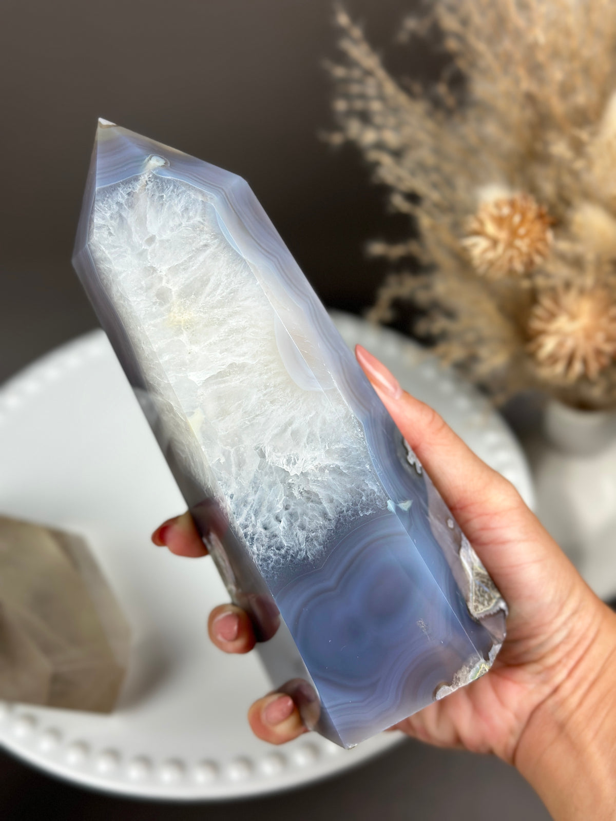 PRISCILLA Orby Moody Flower Agate 6.75” Statement Tower