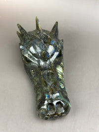 FLASH Statement 7" Flashy Labradorite Dragon Skull Carving #D8