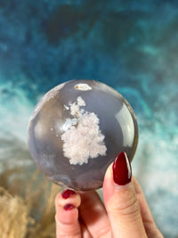 Flower Agate 2.65" Sphere Blue