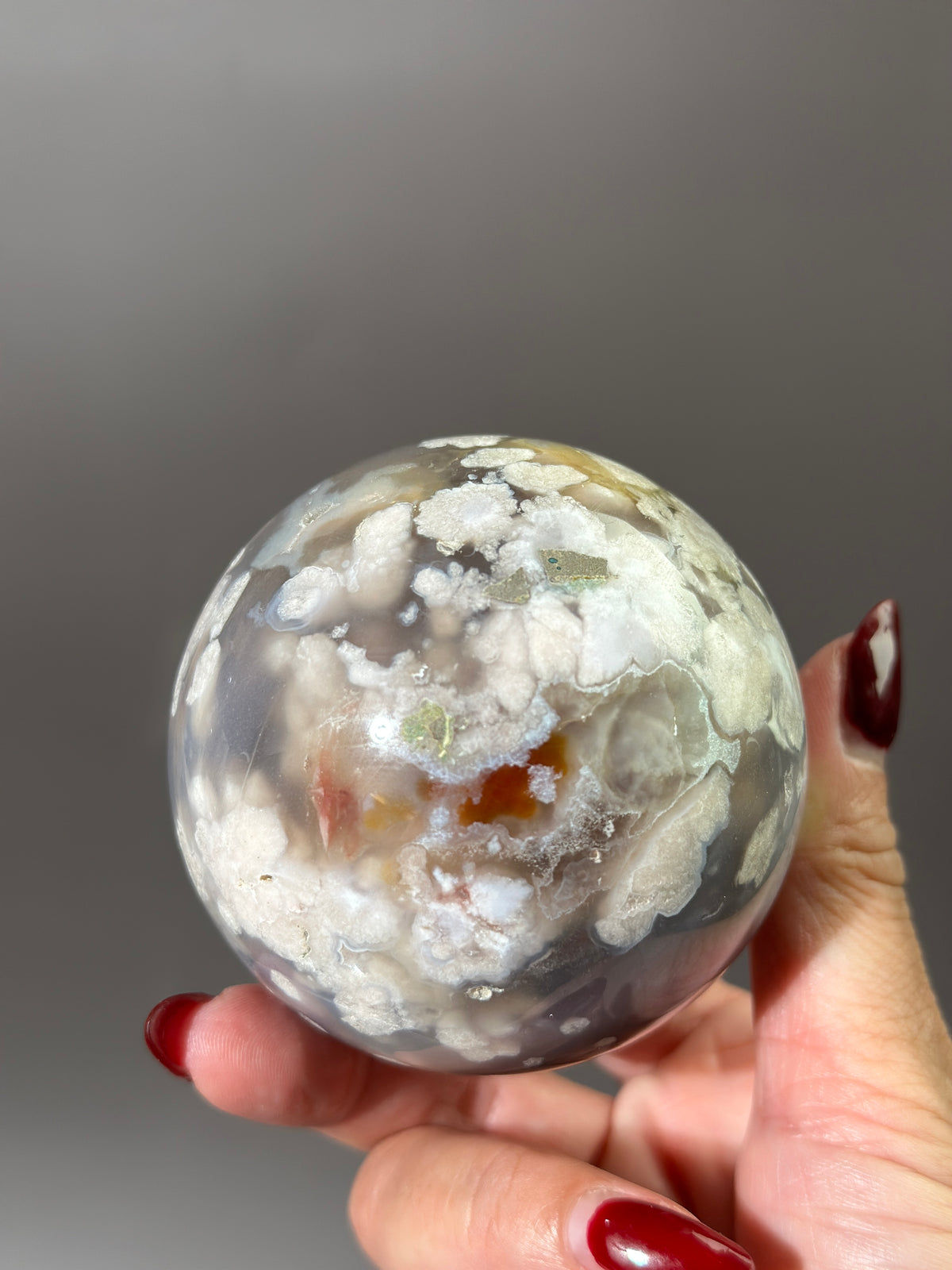 Flower Agate 2.65" Sphere Blue