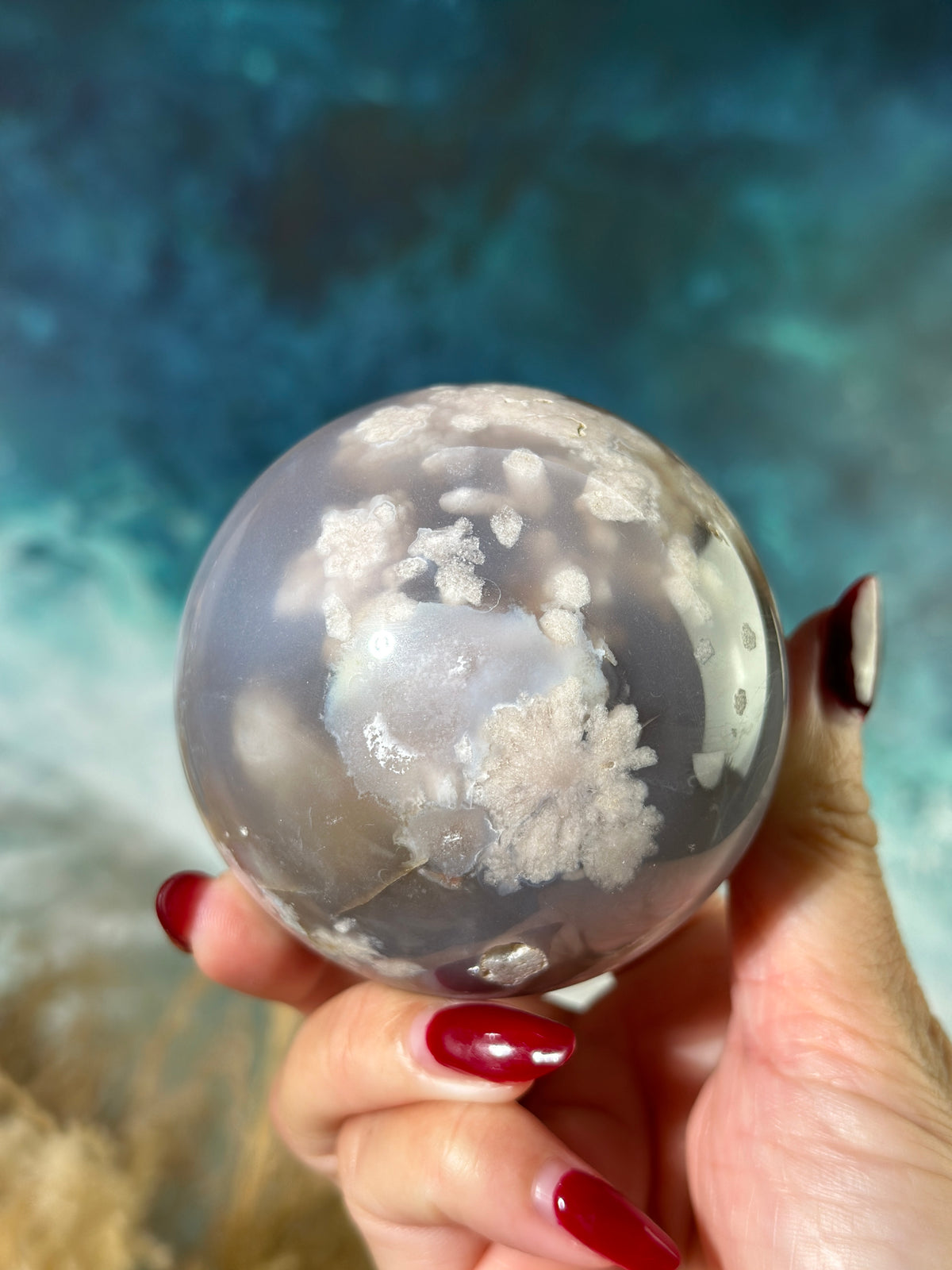 Flower Agate 2.65" Sphere Blue