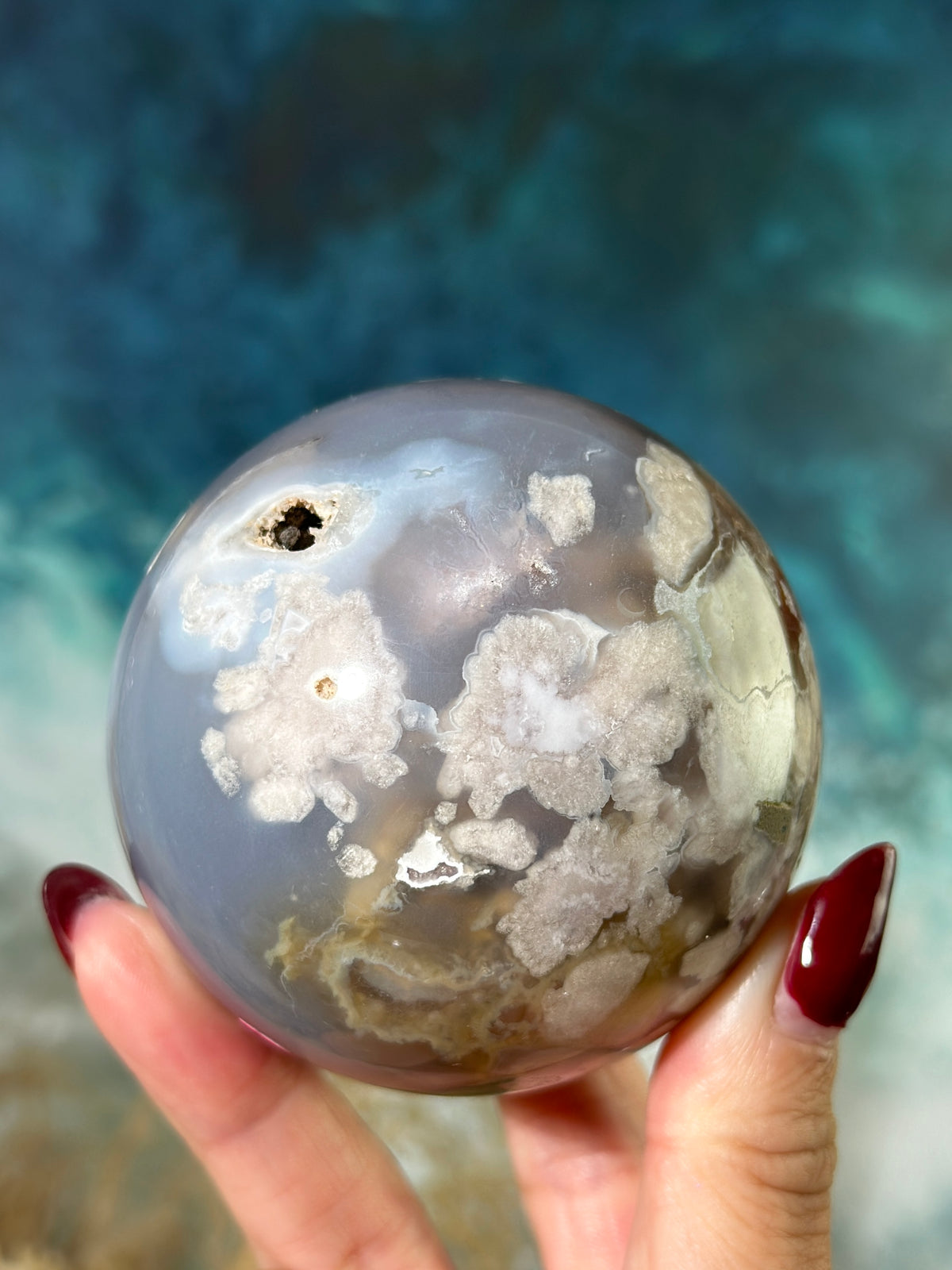 Flower Agate 2.65" Sphere Blue