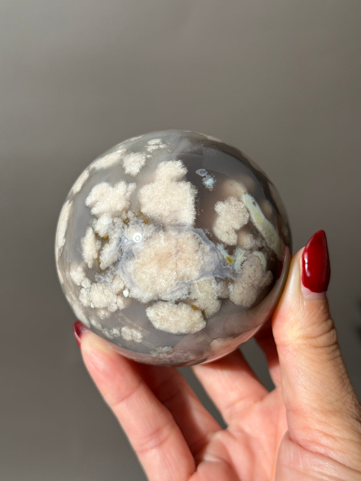 Flower Agate 2.7" Sphere Dusty Blue Lilac