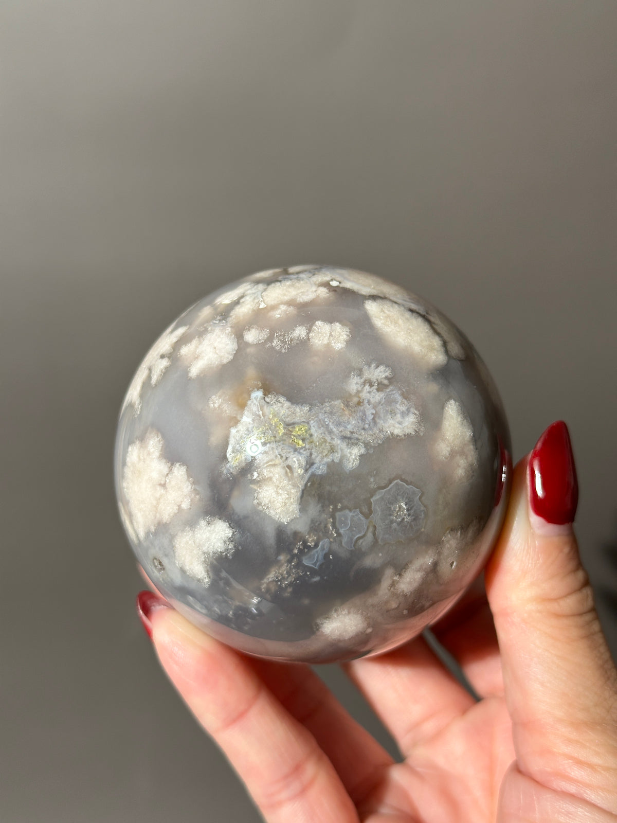 Flower Agate 2.7" Sphere Dusty Blue Lilac