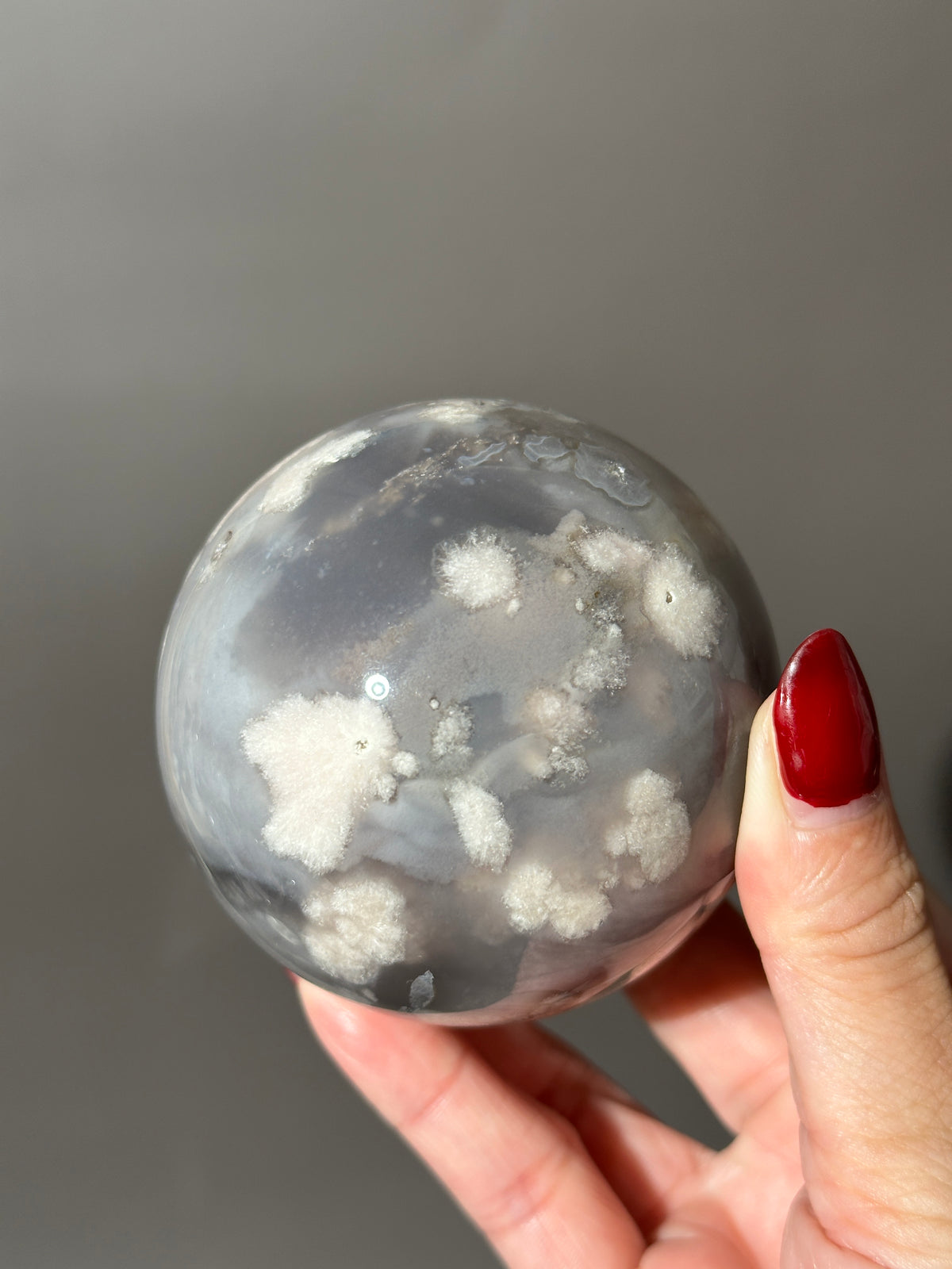 Flower Agate 2.7" Sphere Dusty Blue Lilac