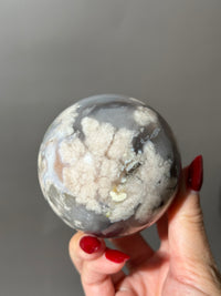 Flower Agate 2.7" Sphere Dusty Blue Lilac