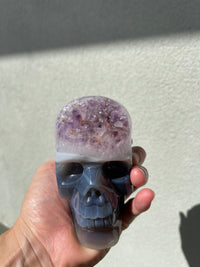 Agate Amethyst Geode 3.5" Hand-carved Skull #S8