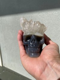 Agate Quartz Geode 4" Hand-Carved Skull #S1
