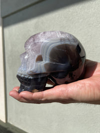 Agate Amethyst Geode 3.75" Hand-Carved Skull #S6