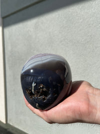 Agate Amethyst Geode 3.75" Hand-Carved Skull #S6