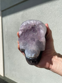 Agate Amethyst Geode 3.75" Hand-Carved Skull #S6