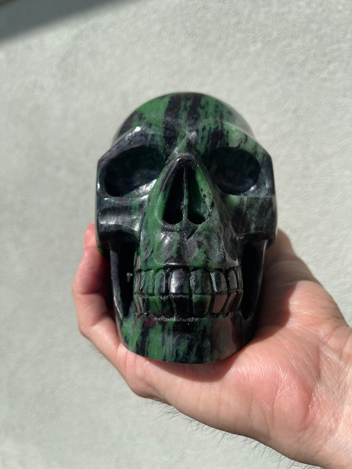 Ruby Zoisite 4.5" Hand-Carved Skull #S11