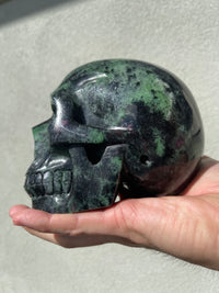 Ruby Zoisite 4.5" Hand-Carved Skull #S11