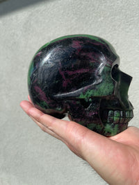 Ruby Zoisite 4.5" Hand-Carved Skull #S11