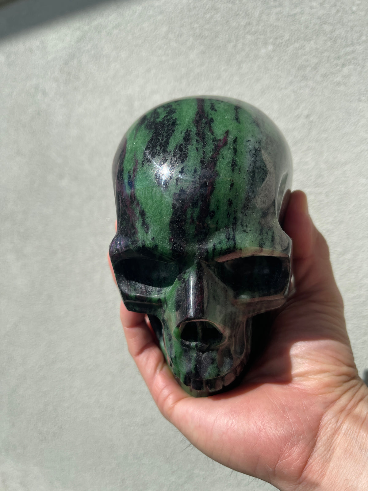 Ruby Zoisite 4.5" Hand-Carved Skull #S11