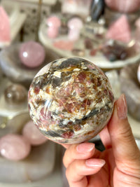Pink Tourmaline Golden Smoky Sphere