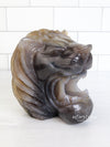 LEO - Druzy Agate LION Head Carving