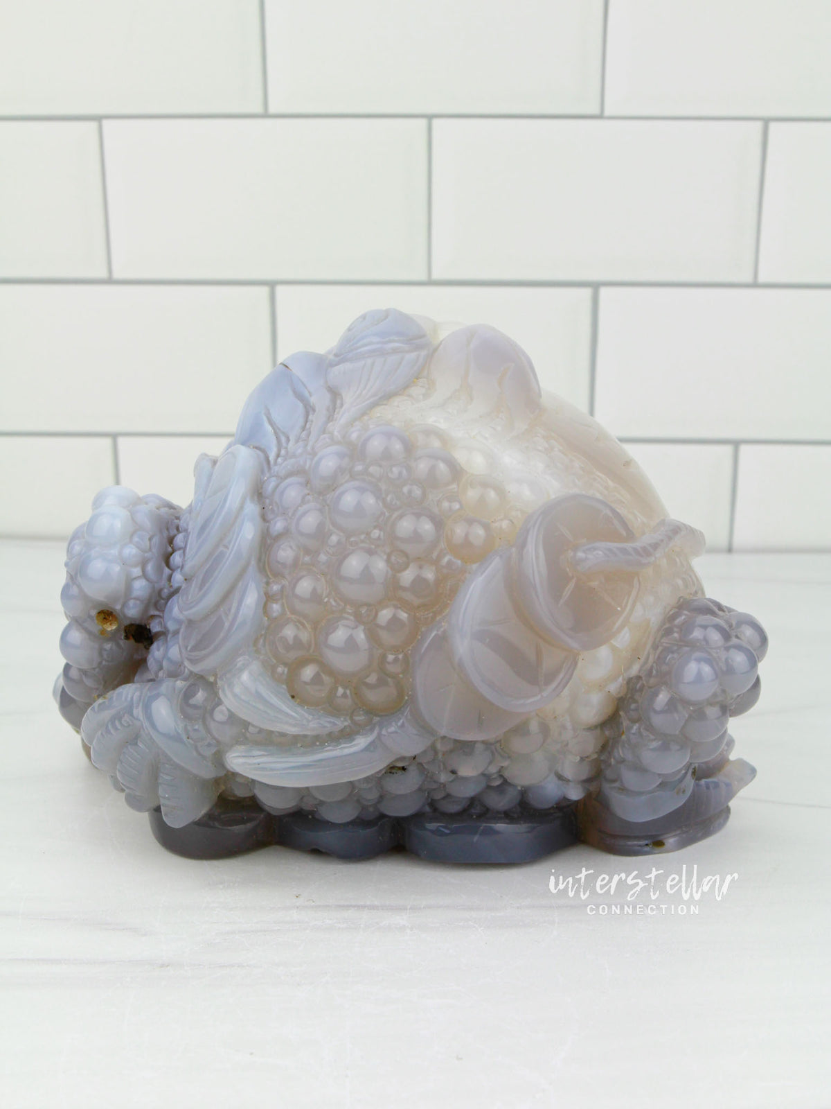 Three-Legged Geode Agate Prosperity Feng Shui Money TOAD Carving - BB