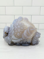 Three-Legged Geode Agate Prosperity Feng Shui Money TOAD Carving - BB