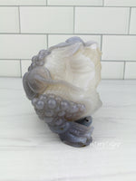 Three-Legged Geode Agate Prosperity Feng Shui Money TOAD Carving - BB