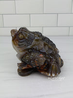 Three-Legged Geode Agate Prosperity Feng Shui Money TOAD Carving - CC