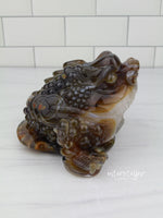 Three-Legged Geode Agate Prosperity Feng Shui Money TOAD Carving - CC