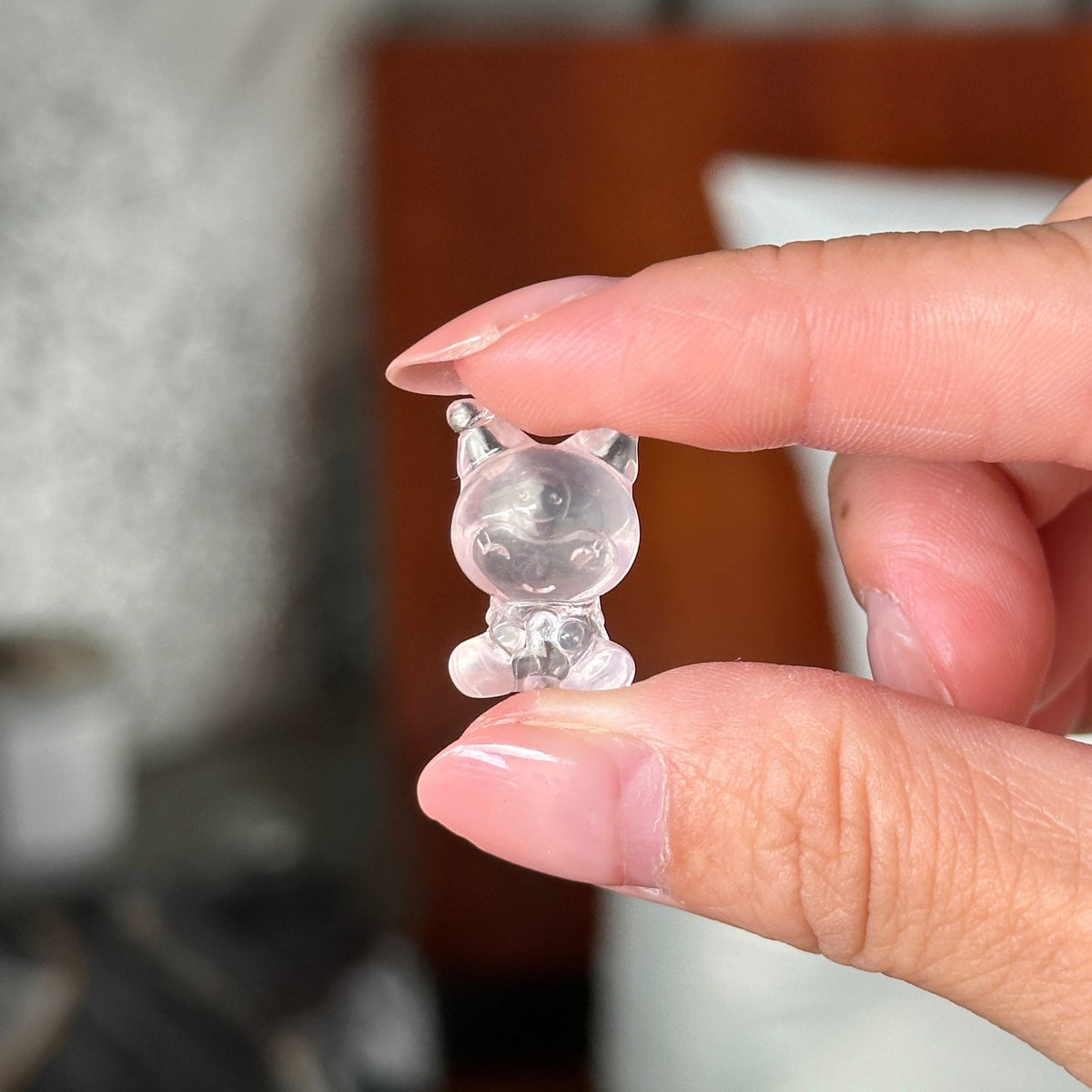 Mini Pink Rose Quartz Rabbit w/ Hat