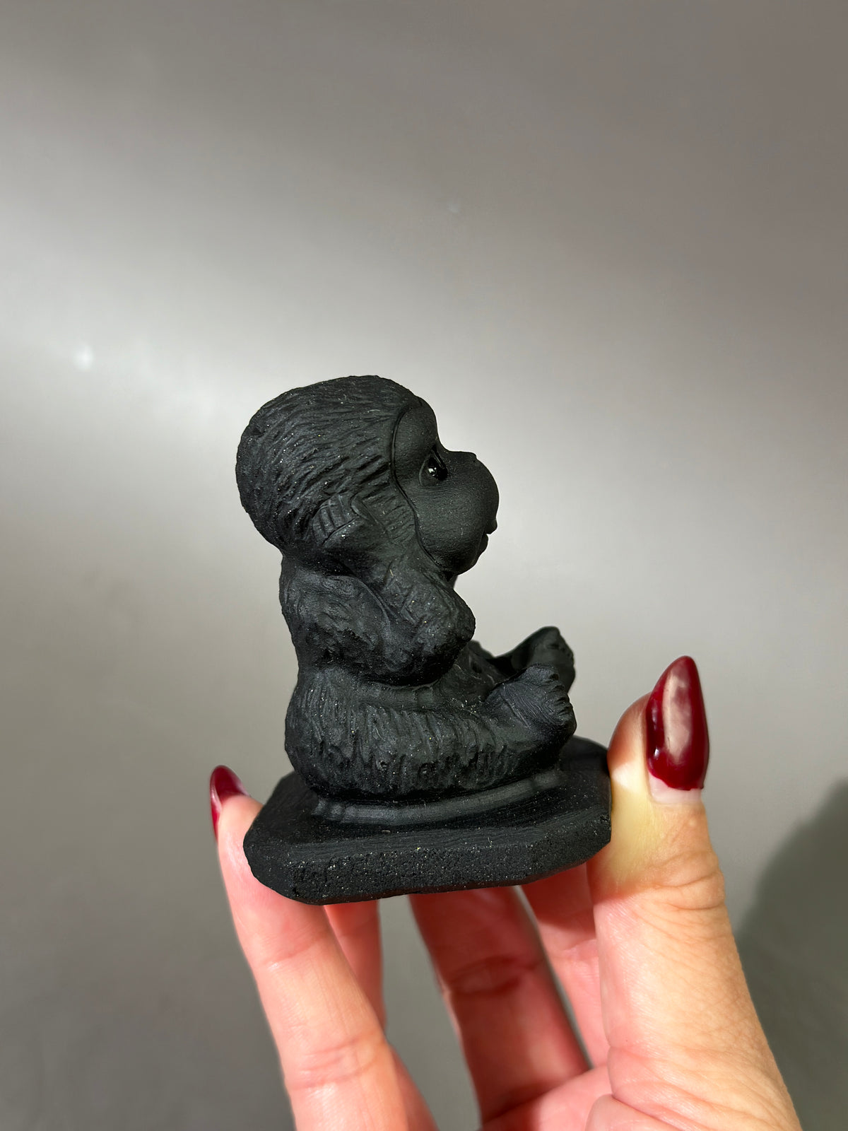 Black Obsidian Monkey "Hear No Evil" Carving