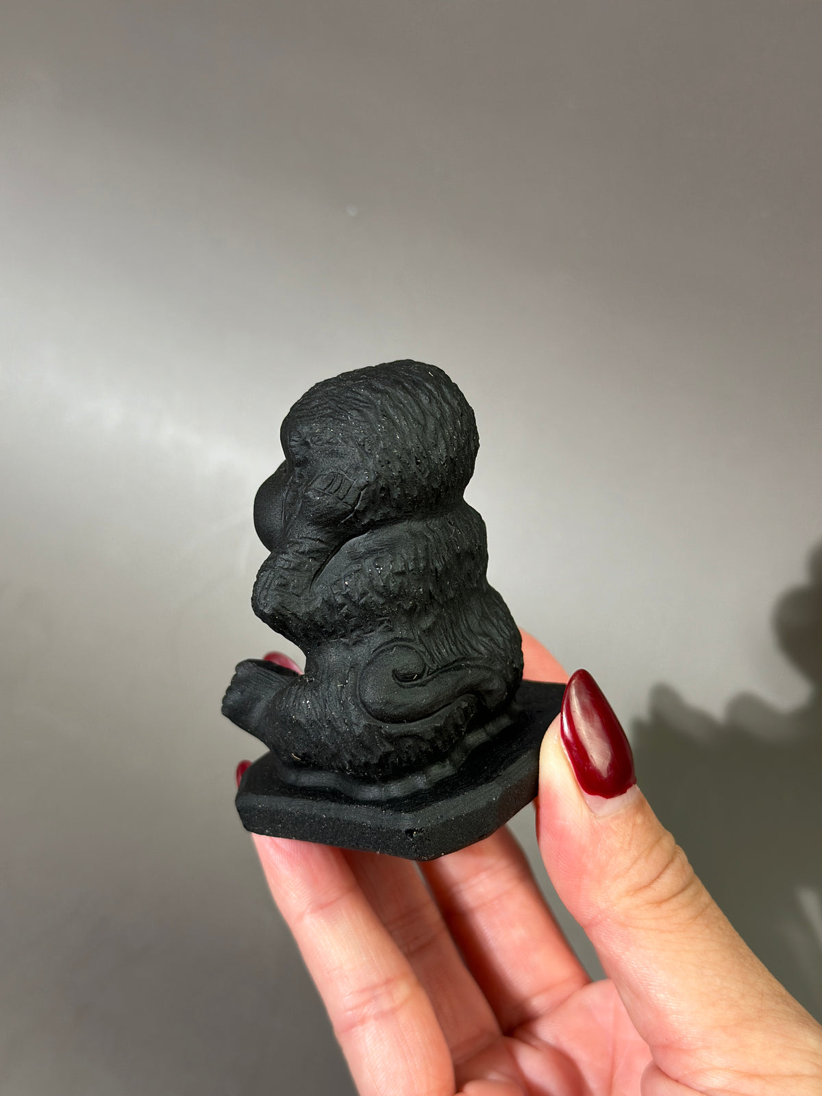 Black Obsidian Monkey "Hear No Evil" Carving