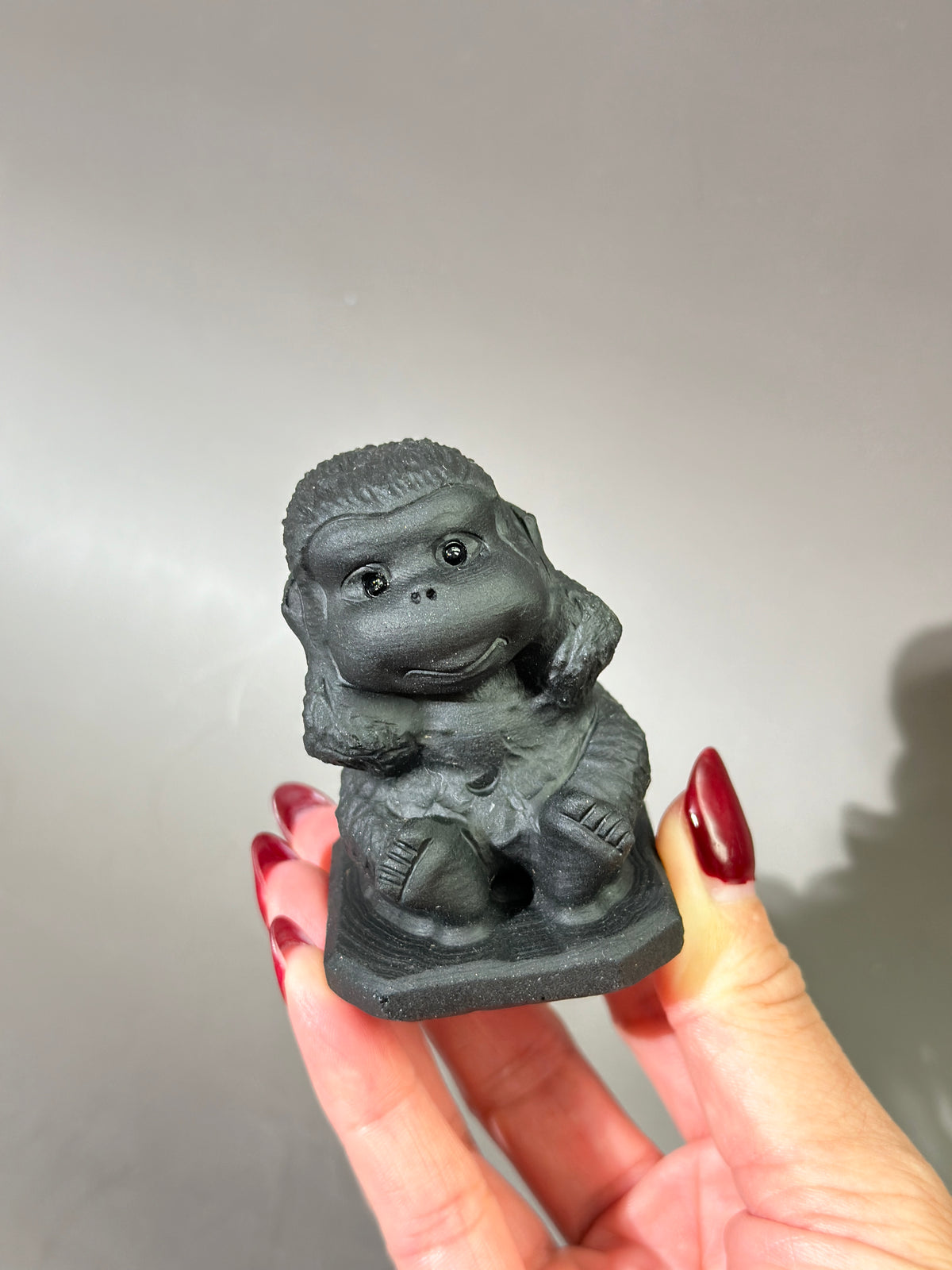 Black Obsidian Monkey "Hear No Evil" Carving