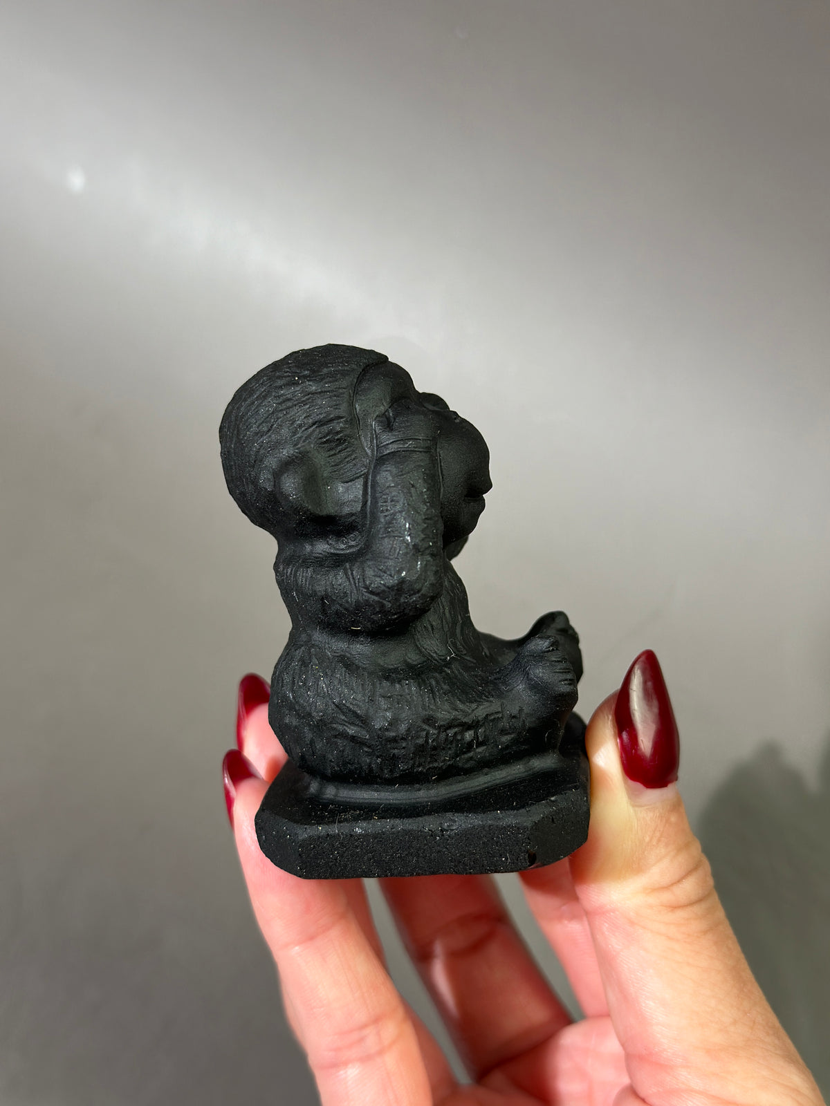 Black Obsidian Monkey Carving “See No Evil” | 2.5” Hand-Carved Crystal Animal | Protective Stone, Unique Gift, Home Decor