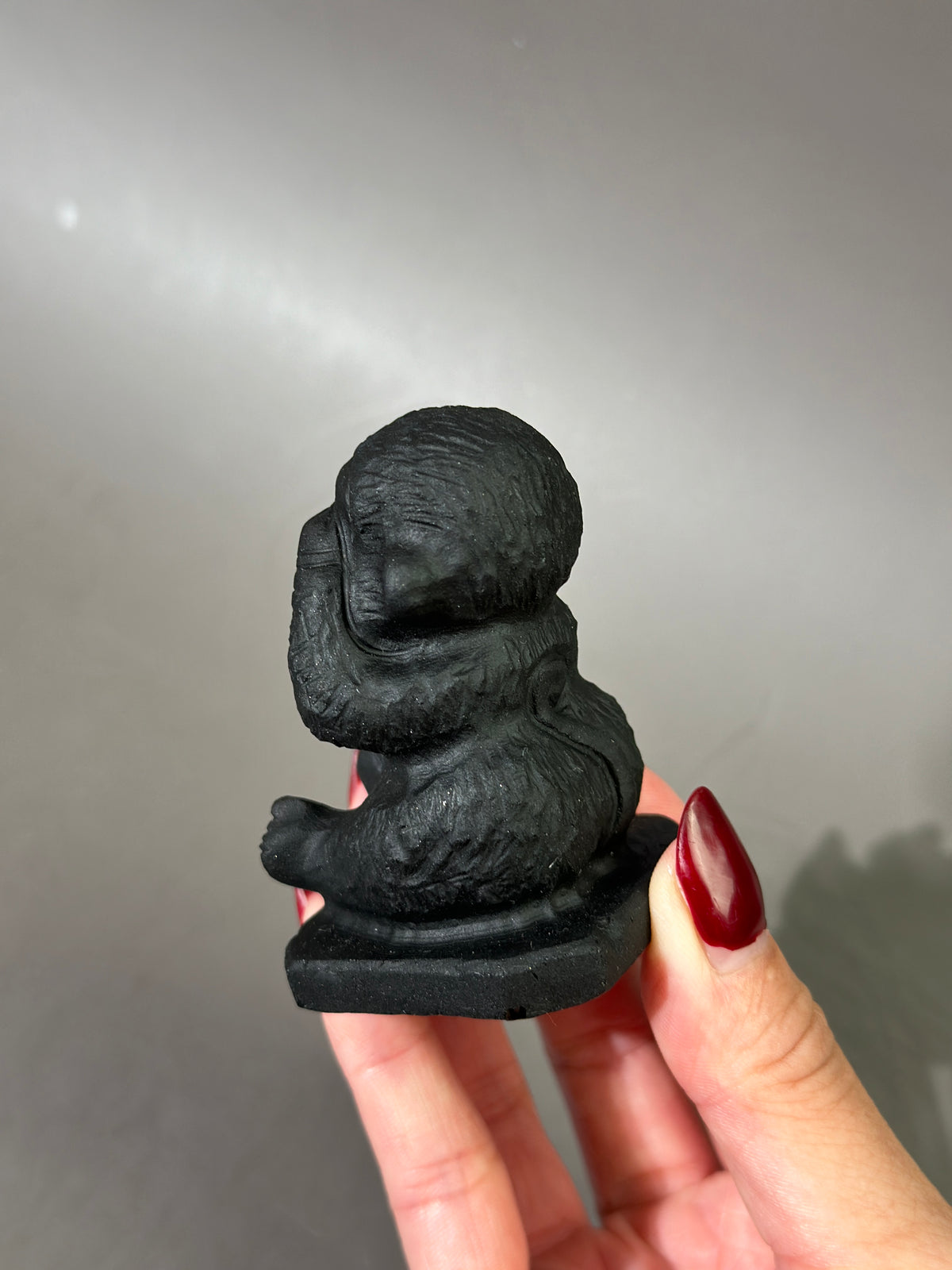 Black Obsidian Monkey Carving “See No Evil” | 2.5” Hand-Carved Crystal Animal | Protective Stone, Unique Gift, Home Decor